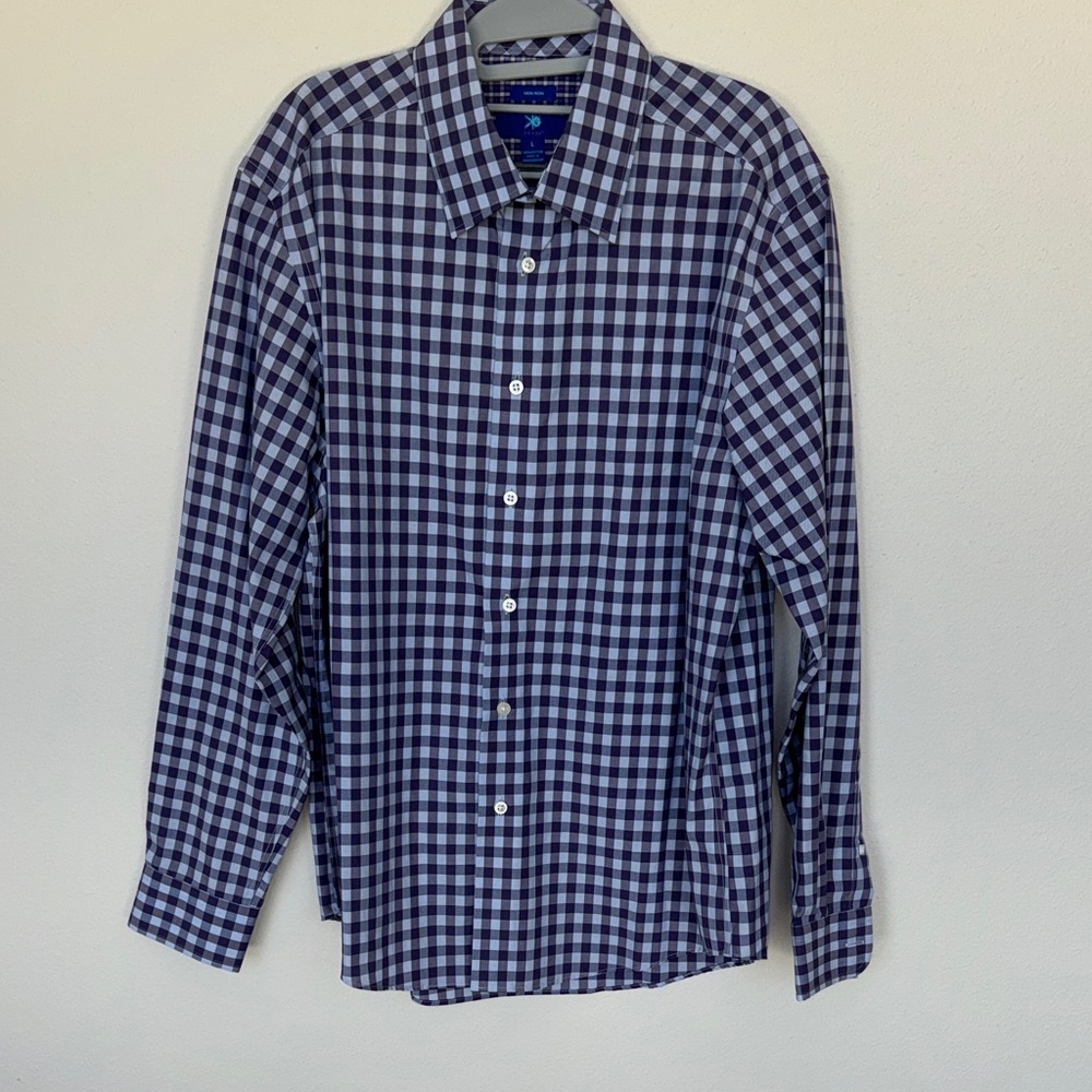 Egara Purple and Gray Checkered Button Down Shirt